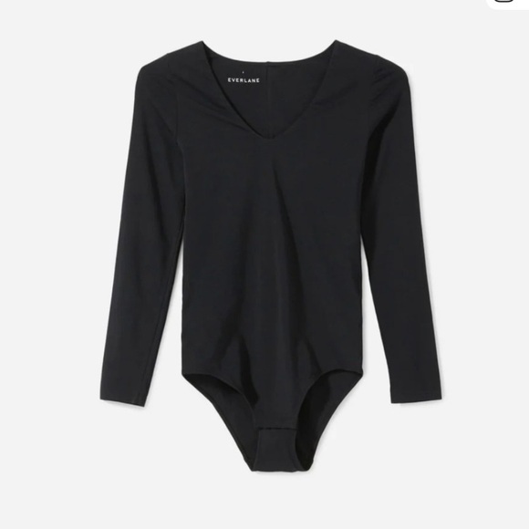 Everlane Tops - Everlane | Supima Cotton Long Sleeve V-Neck Bodysuit in Black